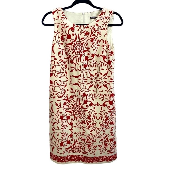 J. McLaughlin Kim Dress NWT Velvet Soft in Bavaria Print Size 0 Cream Red - Picture 1 of 9